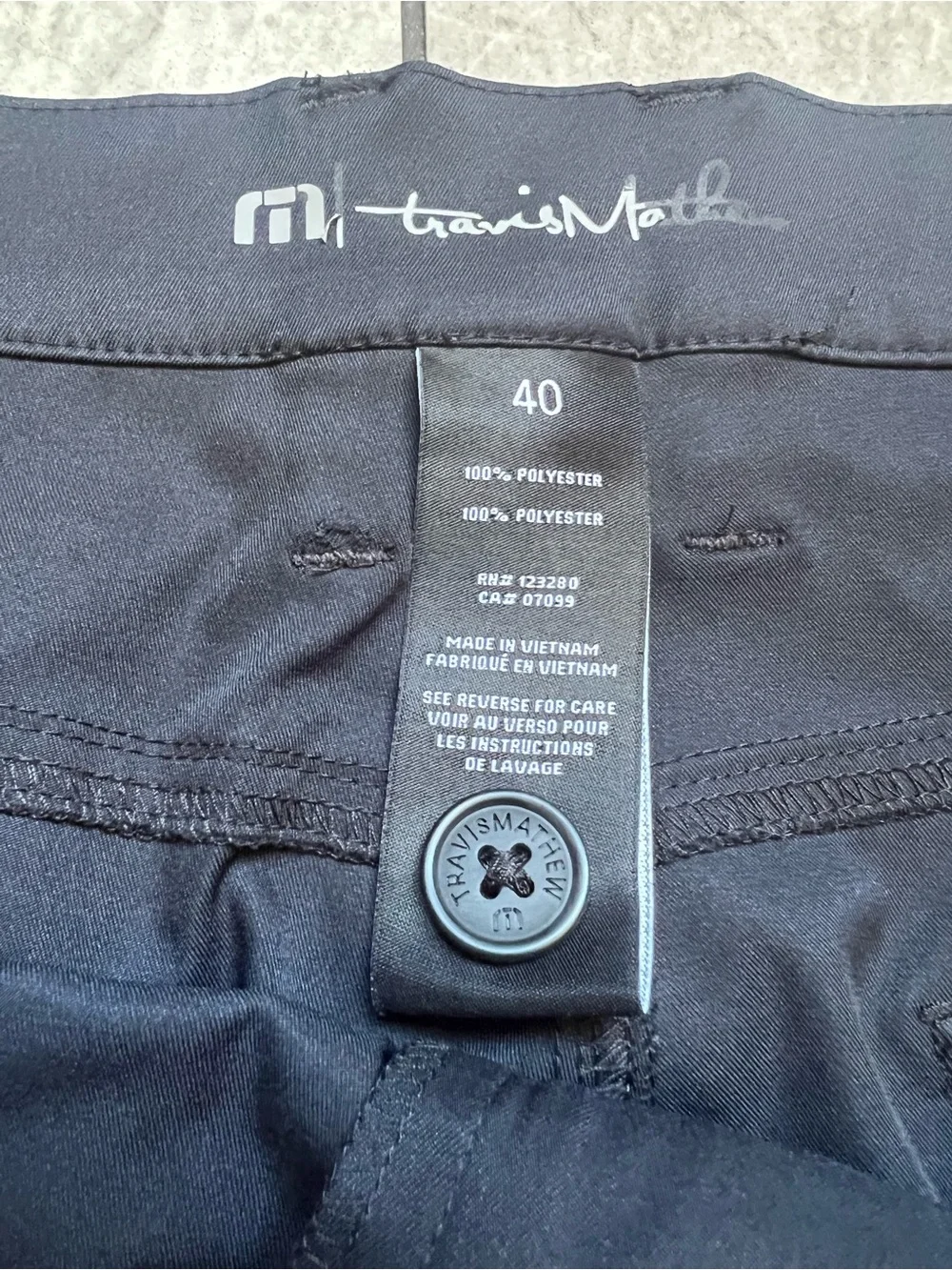 TravisMathew Mens Black Performance Golf Pants Size 40 Black 100% Polyester Tech